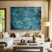 Load image into Gallery viewer, Large - Scale Turquoise Textured Abstract Art for Spa &amp; Coastal Home LargeART0464
