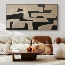 Load image into Gallery viewer, Hand - painted Extensive Black - White Geometric Abstract Acrylic Art for Modern Offices LargeART0122
