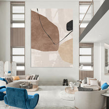 Load image into Gallery viewer, “Neutral Shapes &amp; Black Lines” - Minimalist Abstract Art on Canvas DKH1519
