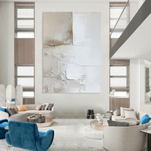 Load image into Gallery viewer, “Textured White - Beige Layers” Abstract Minimalist Painting on Canvas, Calming Home Accent DKH977
