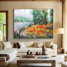 Load image into Gallery viewer, “Lakeside Flower Field” - Colorful Landscape Abstract Acrylic, Great for Garden Room and Sunroom DLZ228
