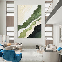 Load image into Gallery viewer, “Green &amp; Beige Textured Waves” - Nature - inspired Abstract Art on Canvas DKH1486
