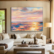 Load image into Gallery viewer, Hand - painted Pastel Sunset Seascape Acrylic Art for Coastal Bedroom Retreats LargeART1736
