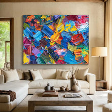 Load image into Gallery viewer, Large - Scale Hand - painted Colorful Palette Knife Chaos Acrylic Art for Eclectic - Style Game Rooms LargeART0229
