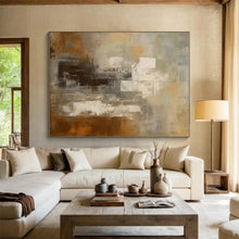 Load image into Gallery viewer, Gray and Brown Abstract Mosaic Acrylic Art - Ideal for Industrial - chic Bathroom &amp; Minimalist Study LargeART0602
