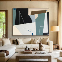 Load image into Gallery viewer, Hand - painted Large - scale Geometric Shapes in Neutral Tones Acrylic Art for Modern Living Rooms LargeART1805
