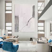 Load image into Gallery viewer, “White Cracks” – Gray blocks, dark line, textured white background with cracks DTP363
