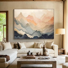 Load image into Gallery viewer, Hand - painted Gradient Mountain Silhouettes Acrylic Art for Zen - Inspired Home Offices LargeART1696
