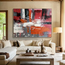 Load image into Gallery viewer, Oversized Bold Red and Gray Abstract Acrylic for Energetic Living Room &amp; Inspiring Home Gym LargeART0313
