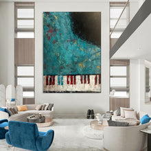 Load image into Gallery viewer, Teal - Toned Abstract Piano Painting, Suited for Music Room &amp; Creative Lounge LargeART1998
