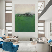 Load image into Gallery viewer, “Misty Green Field” - Green, Grey Abstract Landscape on Canvas DKH1207
