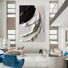 Load image into Gallery viewer, “Flowing Black and White Impasto” - Expressive Minimalist Art on Canvas DKH1670
