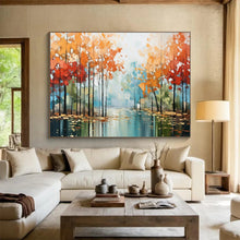 Load image into Gallery viewer, Misty Autumn Forest Large - scale acrylic painting DLZ164

