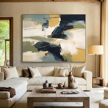 Load image into Gallery viewer, Navy - Yellow Geometric Clash Art for Studio &amp; Contemporary Home LargeART0831
