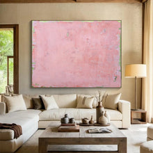 Load image into Gallery viewer, Hand - painted Generous - sized Soft Pink and Green Edged Acrylic Art for Serene Living Rooms LargeART1791
