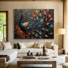Load image into Gallery viewer, Textured Peacock “Colorful Plumage” Painting on Canvas, Ornate Wildlife Art DKH807
