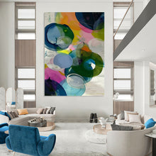 Load image into Gallery viewer, “Colorful Translucent Circles” Abstract Painting on Canvas, Vibrant Office Decor DKH999
