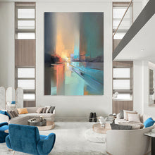 Load image into Gallery viewer, “Urban Twilight Hues” - Abstract Cityscape Painting, Perfect for Living Room, Abstract Painting on Canvas DKH1066
