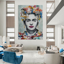 Load image into Gallery viewer, Colorful Mixed - Media Abstract Portrait, Frida - Themed Art for Bohemian Living Room &amp; Art Gallery LargeART2184
