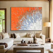 Load image into Gallery viewer, Oversized Orange - Blue Textured Abstract Acrylic Art for Dining Room &amp; Art Gallery LargeART0405
