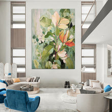 Load image into Gallery viewer, Green and Beige Floral Abstract Painting, Ideal for Botanical Living Room &amp; Relaxing Bedroom LargeART1873
