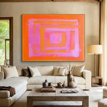 Load image into Gallery viewer, Orange - Pink Geometric Abstract Painting On Canvas DKH368
