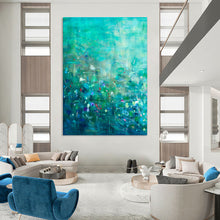 Load image into Gallery viewer, Teal Abstract Landscape Painting, Ideal for Nature - Lover’s Bedroom &amp; Modern Office LargeART1859
