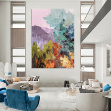Load image into Gallery viewer, “Soft Pastel Mountain Landscape” - Pastel Multicolor Landscape Art on Canvas DKH1278
