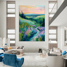 Load image into Gallery viewer, Lavender Valley at Sunset Abstract Art, Suited for Romantic Living Room &amp; Relaxing Reading Nook LargeART2015
