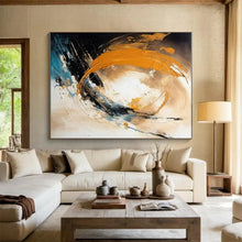 Load image into Gallery viewer, Orange - Blue Swirl Dynamics Art for Game Room &amp; Modern Office LargeART0829
