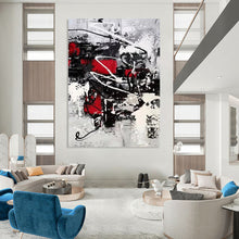 Load image into Gallery viewer, “Vibrant Chaos” – Splashes of red, black, white, and gray, energetic abstract forms DTP383
