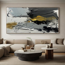 Load image into Gallery viewer, Oversized Gray - Gold Abstract Art for Urban Loft &amp; Creative Conference Room LargeART0493
