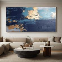 Load image into Gallery viewer, Blue - Gold - Black Texture Art for Elegant Dining Room &amp; Art Gallery LargeART0837
