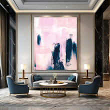 Load image into Gallery viewer, “Blush Silhouettes” - Soft pinks, dark blue, abstract shapes, dreamy mood DTP179
