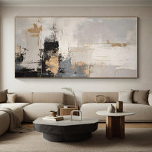 Load image into Gallery viewer, Gray - Gold Abstract Landscape Art for Contemporary Living Room &amp; Art Gallery LargeART0863
