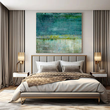 Load image into Gallery viewer, Large - Scale Hand - painted Teal &amp; Green Textured Layers Acrylic Art for Nature - Loving Offices LargeART0182
