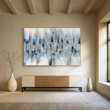 Load image into Gallery viewer, Blue - Gray &amp; Gold Abstract Painting on Canvas - “City Rhapsody” DKH601
