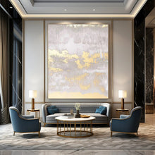 Load image into Gallery viewer, “Gilded Gray Textures” Abstract Metallic Accent Painting on Canvas, Luxe Decor DKH951
