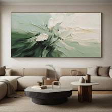 Load image into Gallery viewer, Textured Floral in Green and White Acrylic Art - Ideal for Botanical - themed Bedroom &amp; Minimalist Living Room LargeART0624
