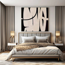 Load image into Gallery viewer, Black &amp; White Bold Forms Abstract Canvas Painting, Ideal for Industrial - Chic Loft &amp; Modern Entryway LargeART1119
