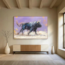 Load image into Gallery viewer, Hand - painted Expressive Bull Painting Acrylic Art for Bold Home Offices LargeART1741
