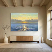 Load image into Gallery viewer, Seaside Sunset “Calm Horizon” Painting on Canvas, Luminous Maritime Art DKH883
