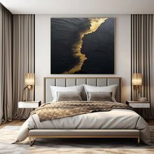 Load image into Gallery viewer, Grand Hand - painted Black &amp; Gold Textured Acrylic Art for Luxe Hallways LargeART0167
