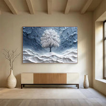 Load image into Gallery viewer, White Tree “Frosted Solitude” Painting on Canvas, Minimalist Landscape Art DKH829
