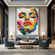 Load image into Gallery viewer, Expressionist Abstract Portrait, Bold Color - Block Painting for Eclectic Lounge &amp; Artistic Bedroom LargeART2244
