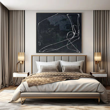 Load image into Gallery viewer, Grand Hand - painted White Lines on Black Textured Art for Modern Studios LargeART0161
