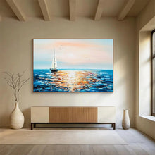 Load image into Gallery viewer, Sunrise Sail: Gentle Dawn - Themed Abstract Large - Scale Hand - painted Abstract Acrylic Art DLZ188
