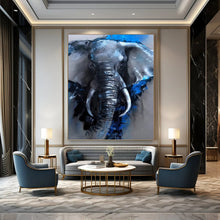 Load image into Gallery viewer, “Blue - Accented Elephant Portrait” - Contemporary Animal Art on Canvas DKH1610
