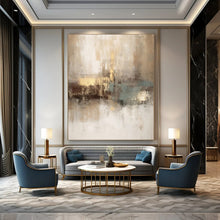 Load image into Gallery viewer, “Neutral - Gold Fusion” – Beige, Gray &amp; Gold Abstract Acrylic with Subtle Textures DTP068
