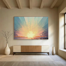 Load image into Gallery viewer, Radiant Sunset Burst Abstract Painting on Canvas - “Dawn’s Embrace” DKH665

